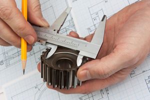 technical drawing and tools in hand